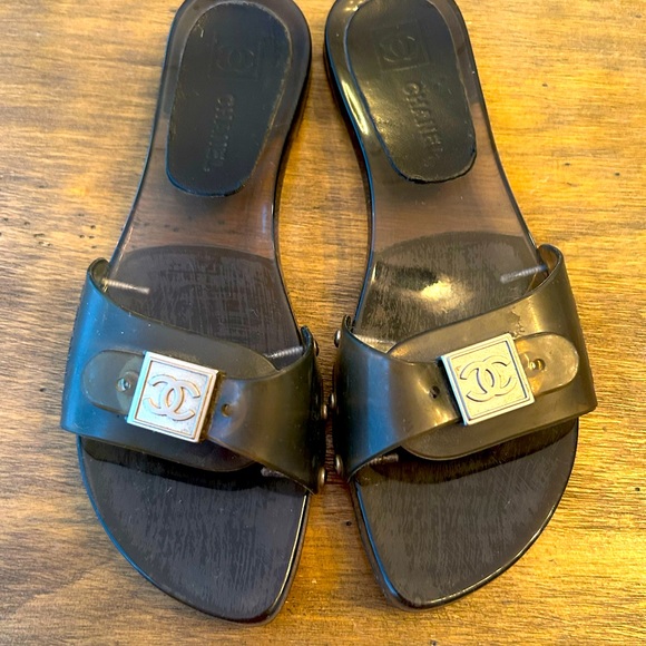 Vintage Chanel Jelly Mule CC clogs Clear 36 - Picture 1 of 17